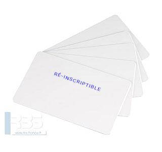 Cartes PVC blanches ré-inscriptibles (encre bleue) 0.76 mm