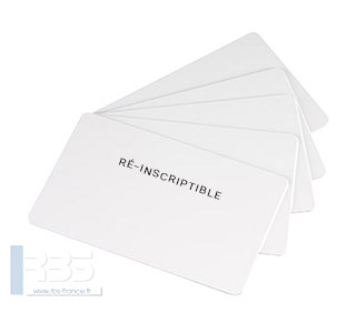 Cartes PVC blanches ré-inscriptibles (encre noire) 0.76 mm